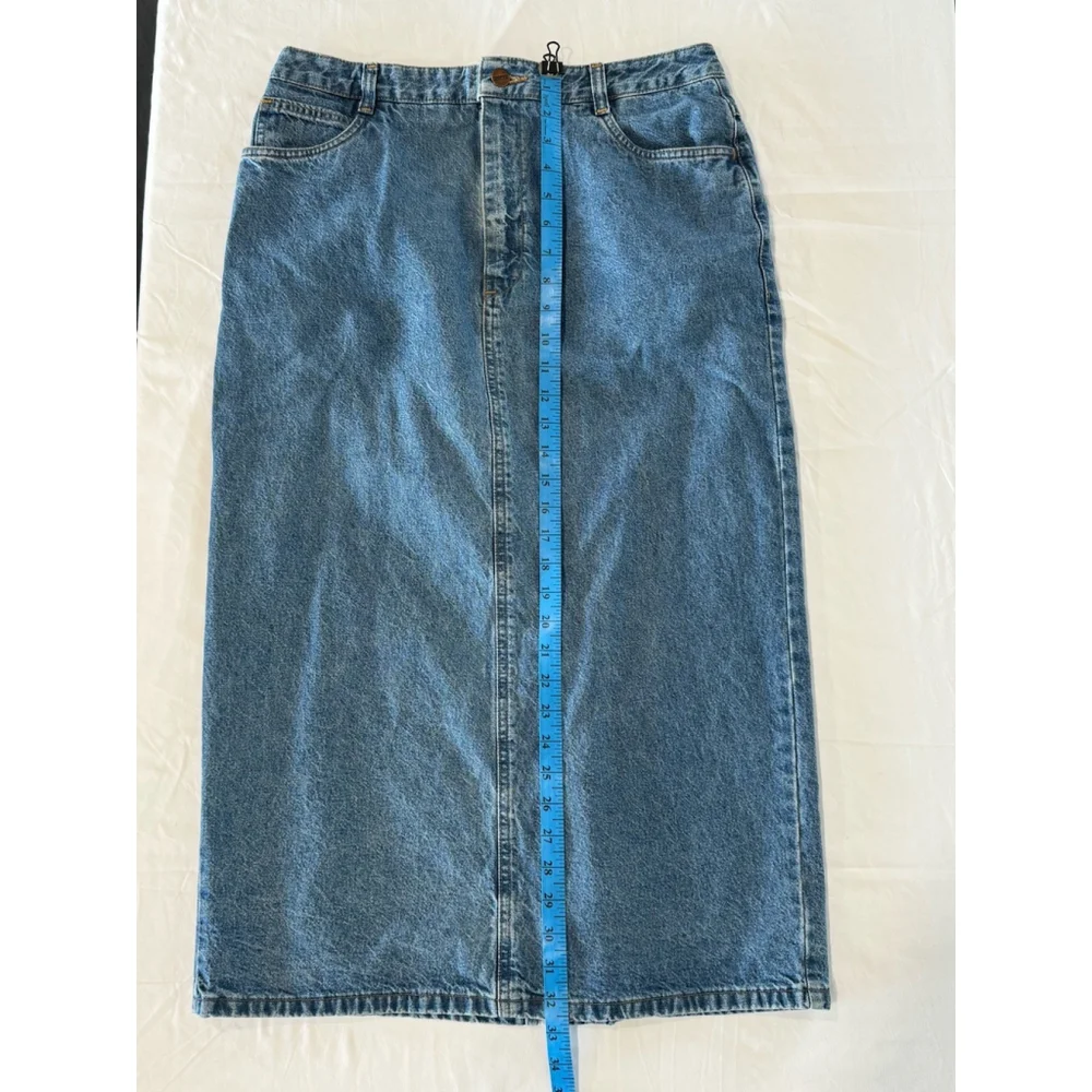 Lands End Classic Denim MIDI Skirt High Waist Vintage Style Size 14 - Picture 5 of 6